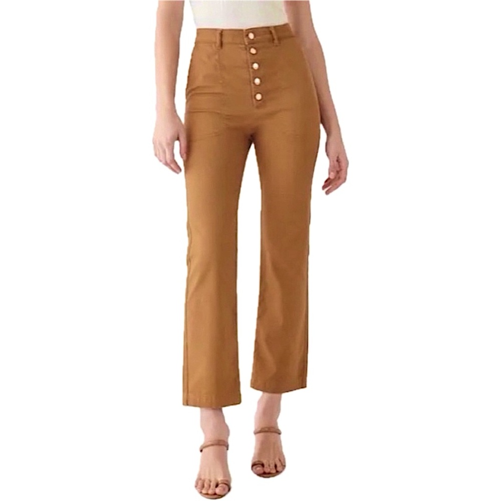DL1961 Marianna Hewitt Jerry High Rise Vintage Wash Crop Stretch Pant Brown 27
